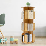 3/4/5 Tier Rotating Display Bookshelf -360° Unique Revolving Storage Rack, Floor Standing Wood Bookshelf Organizer