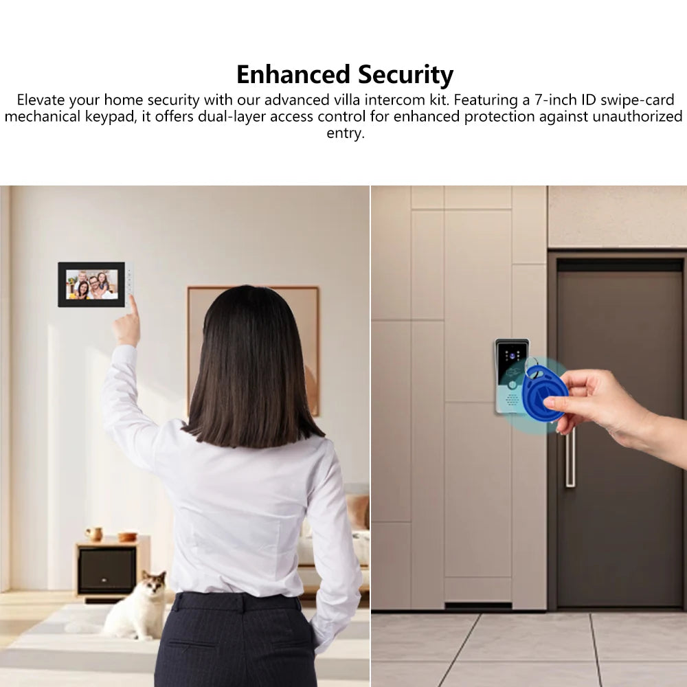 7-inch Video Intercom System Video Call Unlocking Surveillance Private House Doorbell Video Intercom