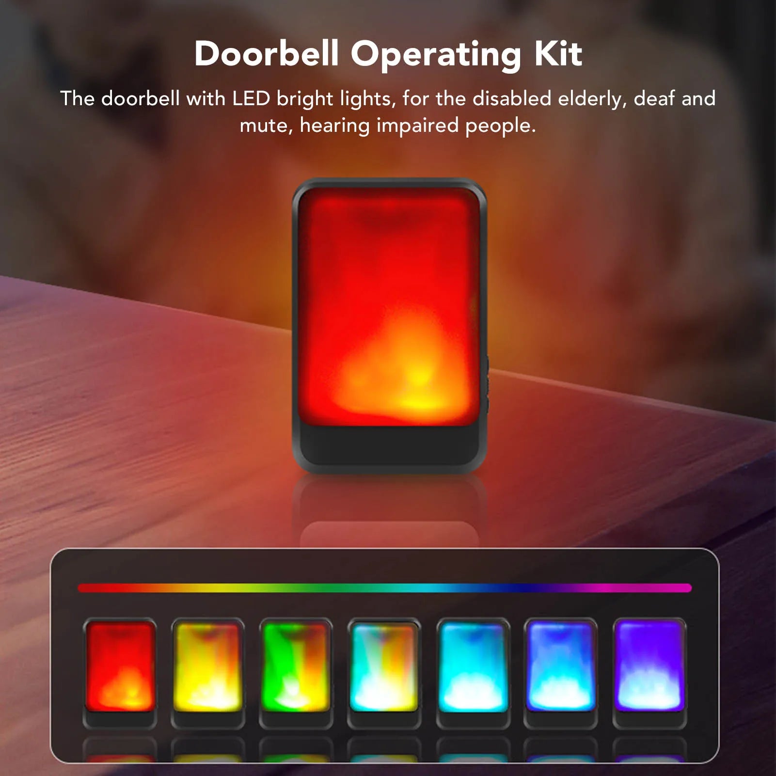 Intelligent Wireless Doorbell LED Color Battery Powered Deaf Services Caller for The Elderly Doorbell Operating Kit