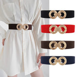 1 Piece Coffee Color Wowen's Belt Double Ring Buckle Widebelts