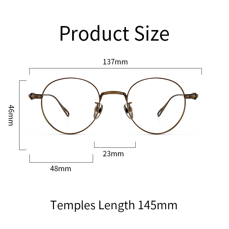 Xbora Classic Trendy Round Eyeglasses Frame Retro Pure Titanium Optical Prescription Glasses For Men And Women GP401