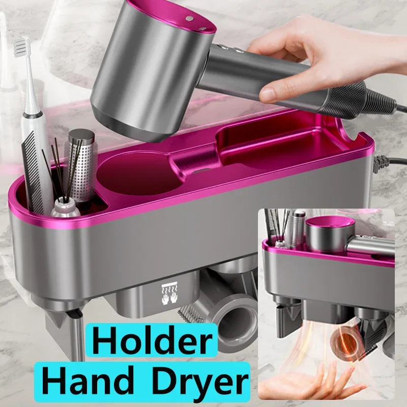 For Dyson Xiaomi Hair Dryer Shelf Wall Mounted Hair Dryer Rack Change Into Automatic Hand Dryer with Storage Box hanger