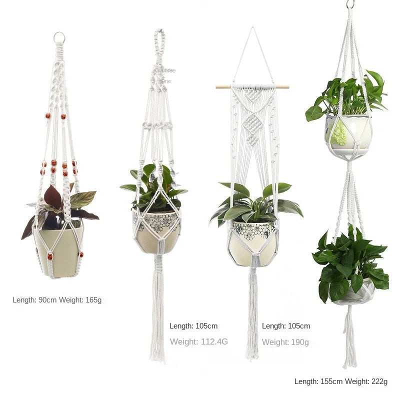 Hanging Plant Handmade Macrame Plant Hanger Flower Pot Planter Hanger Wall Decor Courtyard Garden Hanging Planter Hanging Basket