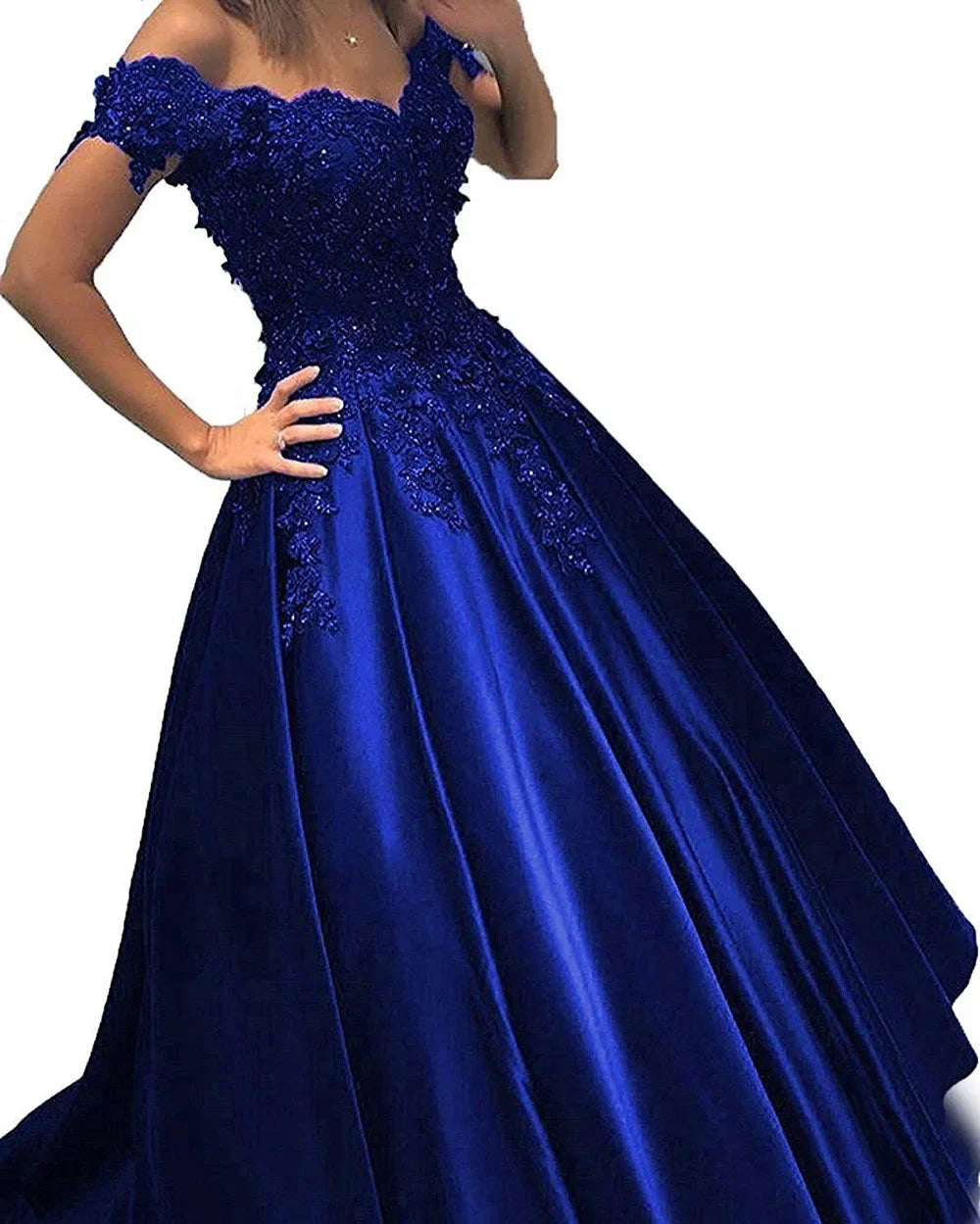 Gothic Royal Blue Wedding Dresses Long Sleeve Back Sweep Train 2023 Robe de mariee Bridal Gowns Dress