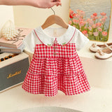 Baby Dresses Summer Plaid Short Sleeve Girls Dresses Cute Casual Baby Girl Clothes