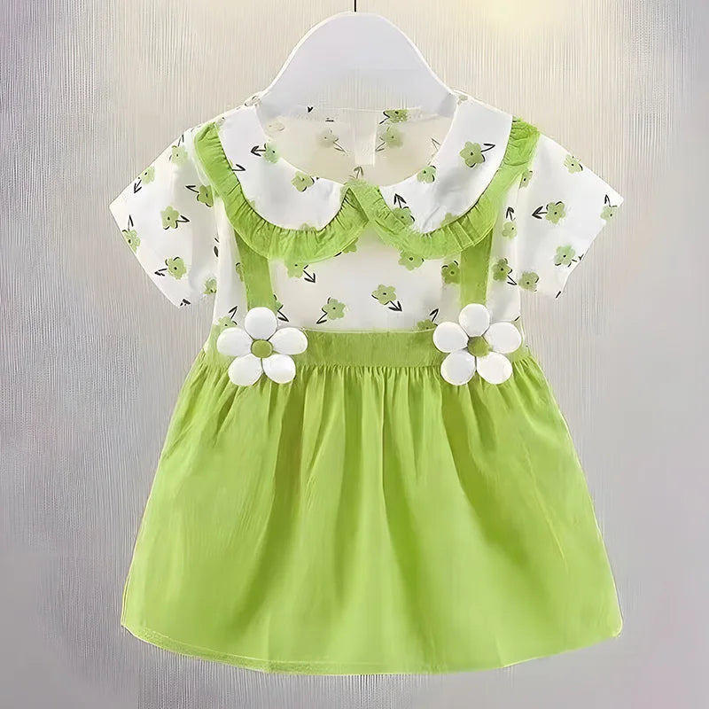 Summer Girls Baby Dresses Short Sleeve Floral Princess Dress Kids Children Outfit 0-3 Years Old
