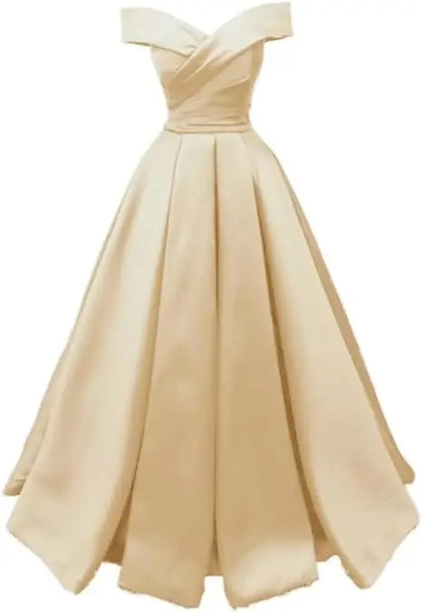 Customized Vintage Off The Shoulder Evening Dresses Long Satin Prom Dress Elegant Women Formal Gowns Wedding Dress Party Dress