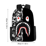 Creative Shark Print School Bag Student Boys Girls Funny Satchel Daypack Unisex Backpack Light Suitable Schoolbag With Shark Li