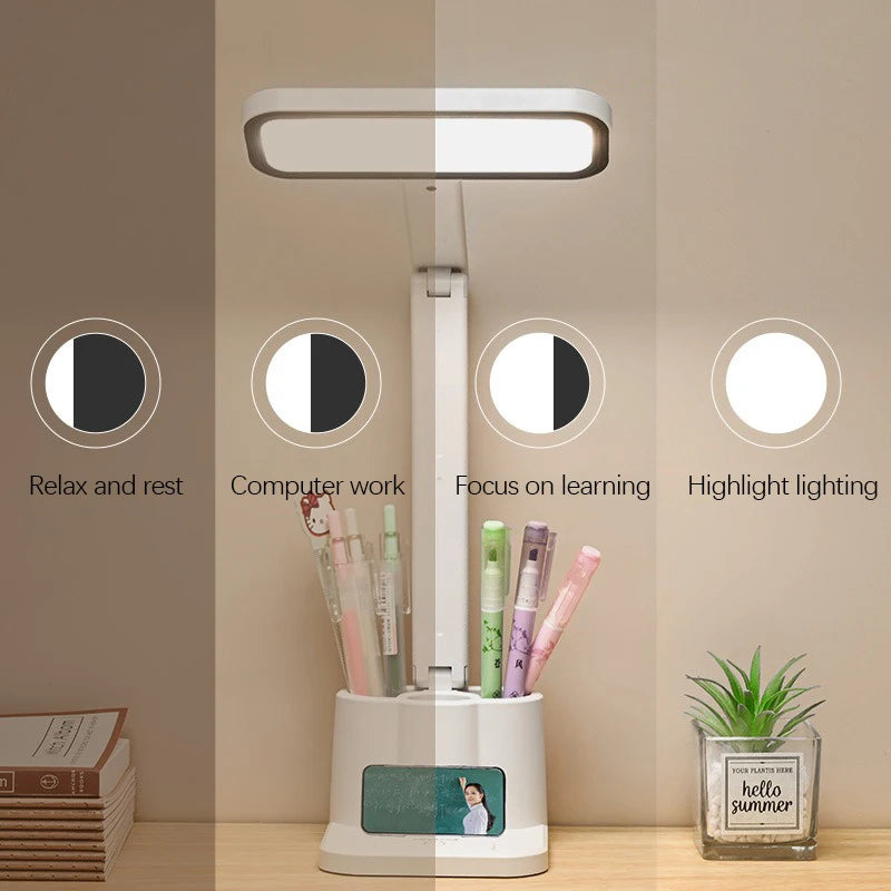 LED Desk Lamp 3 Levels Dimmable Touch Night Light USB Rechargeable Eye Protection Foldable Table Lamp For Bedroom Bedside Desk