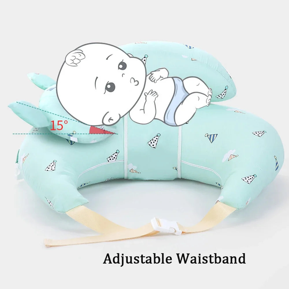 Nursing Pillow for Baby Breastfeeding New Home Portable with Adjustable Waistband Strap and Removable Cotton Baby Pillow Feeding