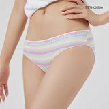 Civissum women's autumn and winter classic retro color striped cotton antibacterial underwear women's rainbow triangle pants