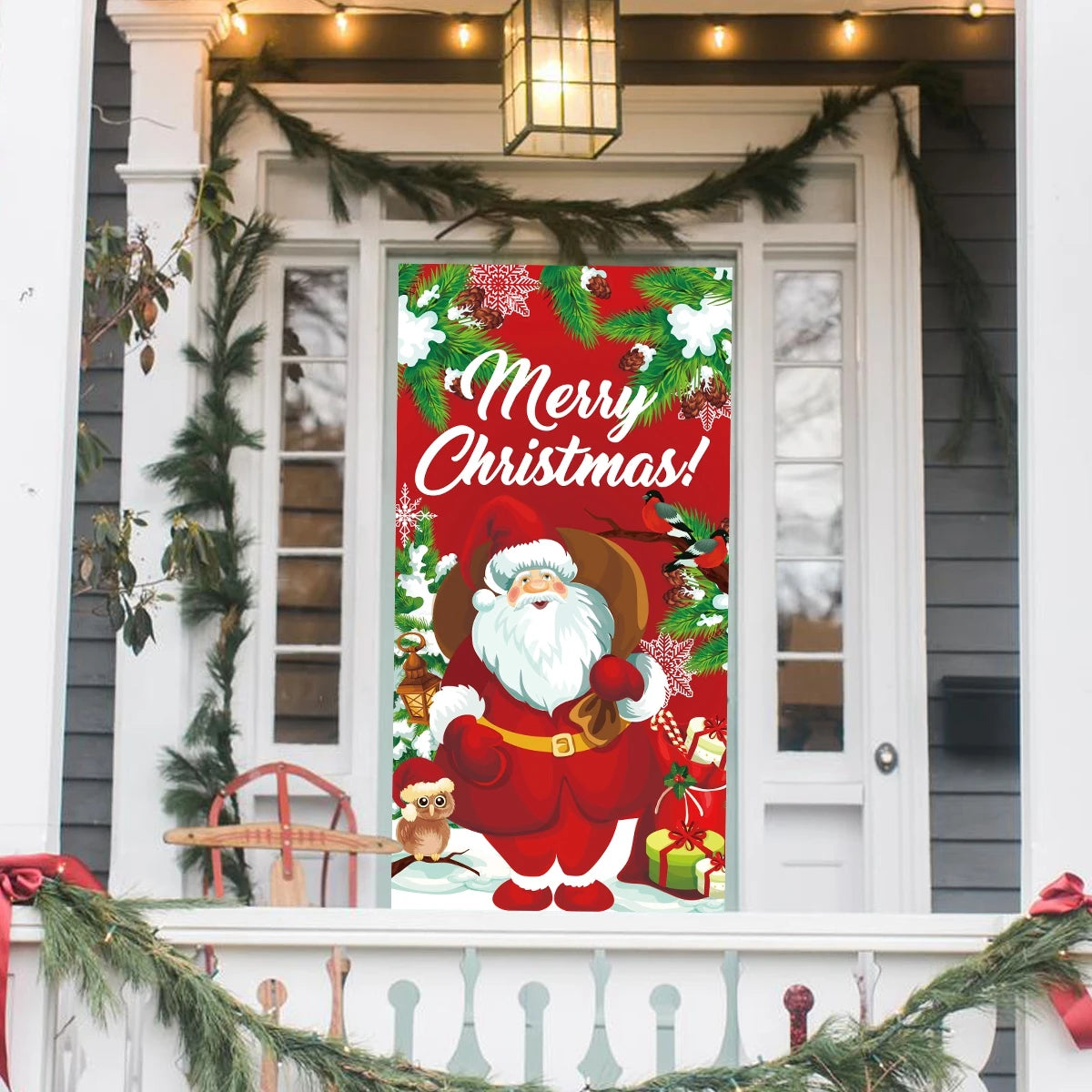 Christmas Hanging Flag Banner Door Decor Christmas Decoration 2024 For Home Christmas Ornaments Navidad Noel Gifts New Year 2025