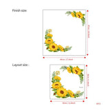 Yellow Sunflower Wall Sticker Window Diagonal Sticker PVC Cabinet Decorative Flower Refrigerator Decor Stickers