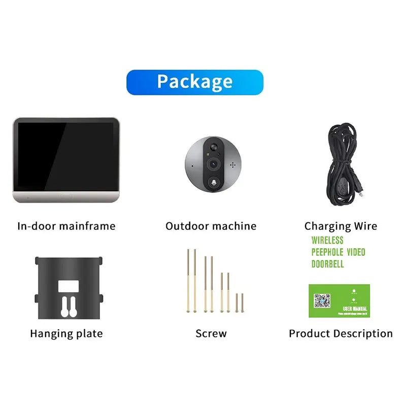 Yuezhe 3MP Security-protection Peephole Doorbell Camera 5000mAh Smart Home 4.3  Screen Night PIR wifi Phone wireless door bell