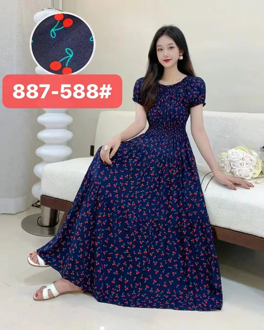 THHONE Summer Dress Women Cotton Linen Floral Vintage Oversized Korean Vestido Feminino Print Robe Off-Shoulder Casual Dresses