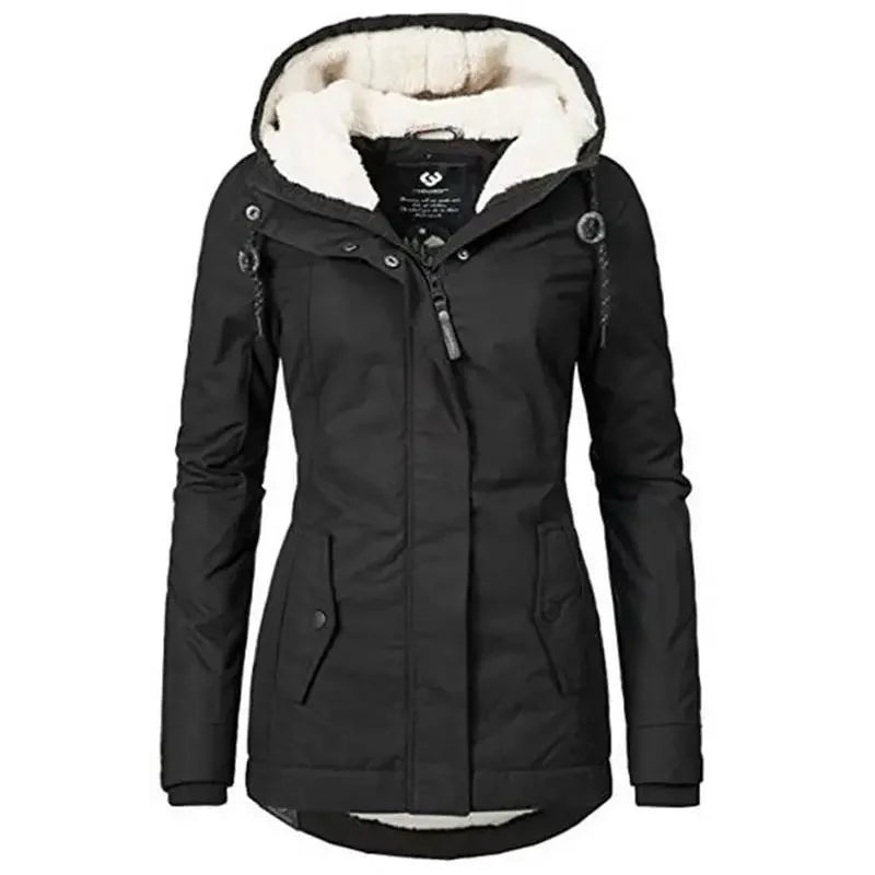 Women's Fashion Warm Coat Jacket Outwear Fur Lined Trench Winter Warm Hooded Parka OverCoat Female Hoodie Dress Women Clothing