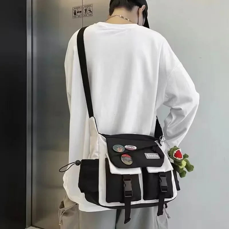 Harajuku Men Nylon Crossbody Bags for Women Messenger Bag Girls School Book Bags Youth Canvas Handbags Shoulder Bag Sac Bolsas