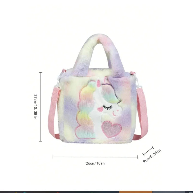 Unicorn Toddler Tote Bag Colorful Plush Princess Shoulder Bags Cute Unicorn Plushies Crossbody Handbags Bookbag for Girls Boys