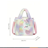 Unicorn Toddler Tote Bag Colorful Plush Princess Shoulder Bags Cute Unicorn Plushies Crossbody Handbags Bookbag for Girls Boys