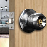 1set Safety Lock Door Handle Stainless Steel Door Knobs Entrance Round Doorknob Passage Door Lock with Key for Home Office Hotel