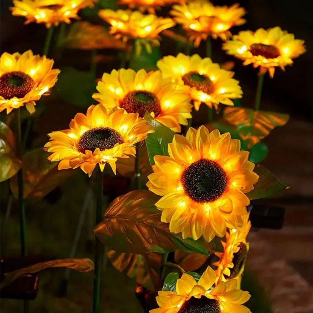 1pcs, Sunflower Solar Lamp, 3 LED Sunflower Yellow Flower Lamp Decor,For the decoration of patios, lawn gardens