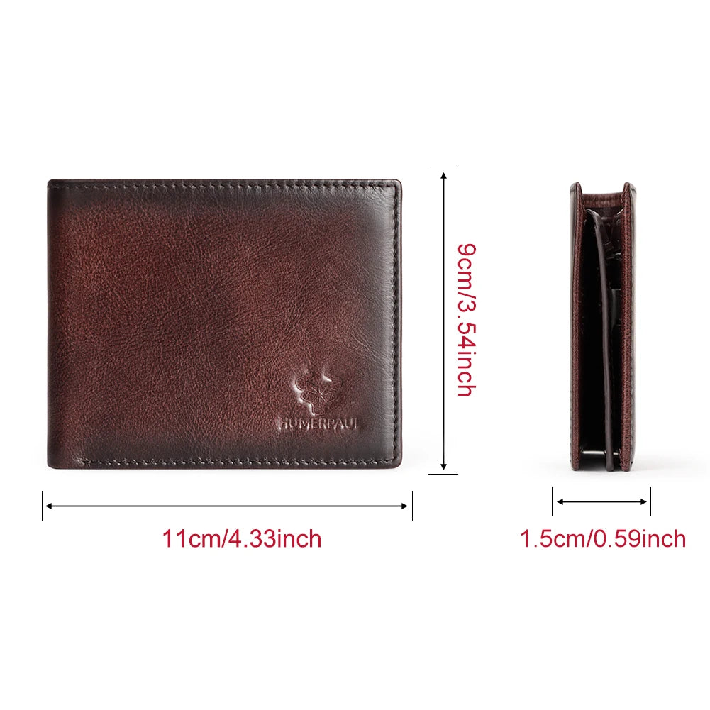 Genuine Leather Men Wallets Rfid Blocking Bifold Wallet Short Multi Function ID Credit Card Holder Male Purse Money Bags