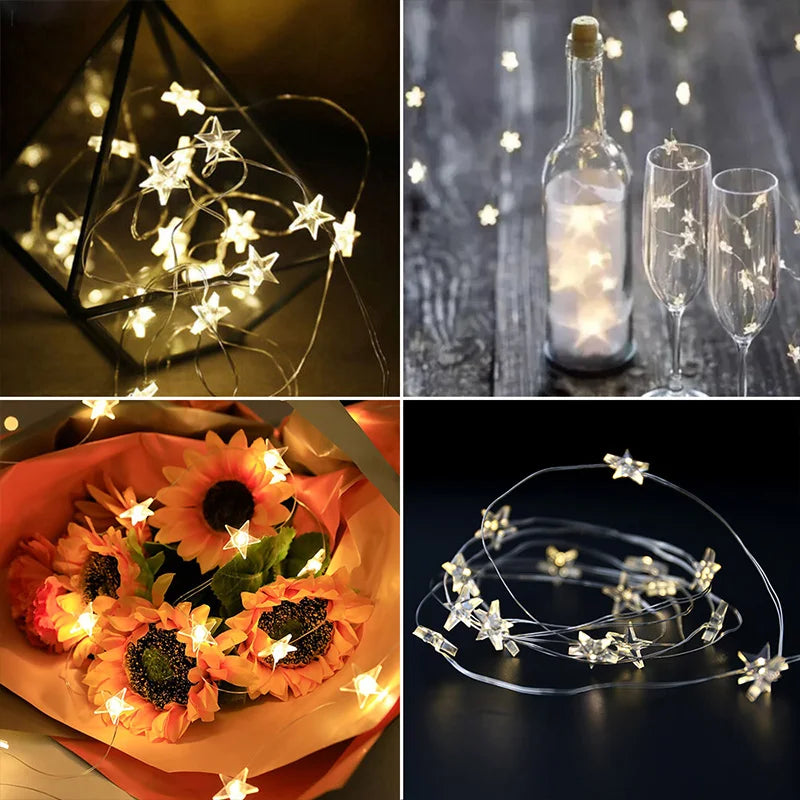 4M LED Fairy Light CR2032 Battery power Holiday Lighting Star String Garland Decoration For Wedding Bedroom Party Gift Ornament