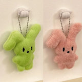 Kawaii Plush Cartoon Keychain New Cute Green Pink Plush Soft Rabbit Doll Keys Chains Funny Lovely Animals Backpack Bag Pendants