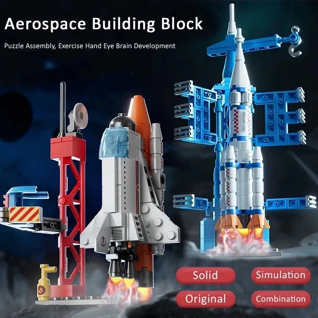 Space Rocket Building Block Model Toy Creative Ornaments Spaceship Space Station Launch Building Center