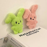 Kawaii Plush Cartoon Keychain New Cute Green Pink Plush Soft Rabbit Doll Keys Chains Funny Lovely Animals Backpack Bag Pendants