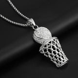 Trendy Fashion Basketball Hoop Pendant Hip Hop Jewelry For Men Gold Silver Color High Quality Necklace Gift Male Accessories