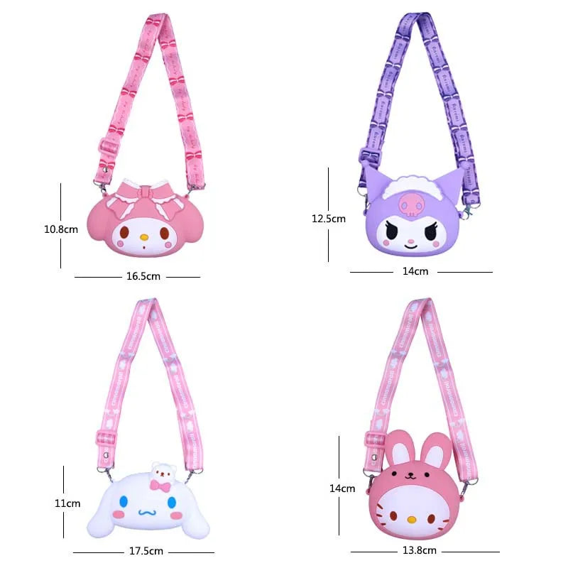 Sanrio Bag Kawaii Kitty Cinnamoroll Kuromi My Melody Coin Purse Shoulder Bags for Girl Cute Doll Handbag Kids Birthday Gift