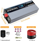 Solar Inverters 4000W Pure Sine Wave Power Inverter 12V DC to AC 110V 120V Peak Power 8000W with Remote Control 4 AC Outlets