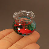 1/12 Dollhouse Simulated Glass Goldfish Bowl Dolls House Round Fish Tank Model Dollhouse Mini Furniture Decoration