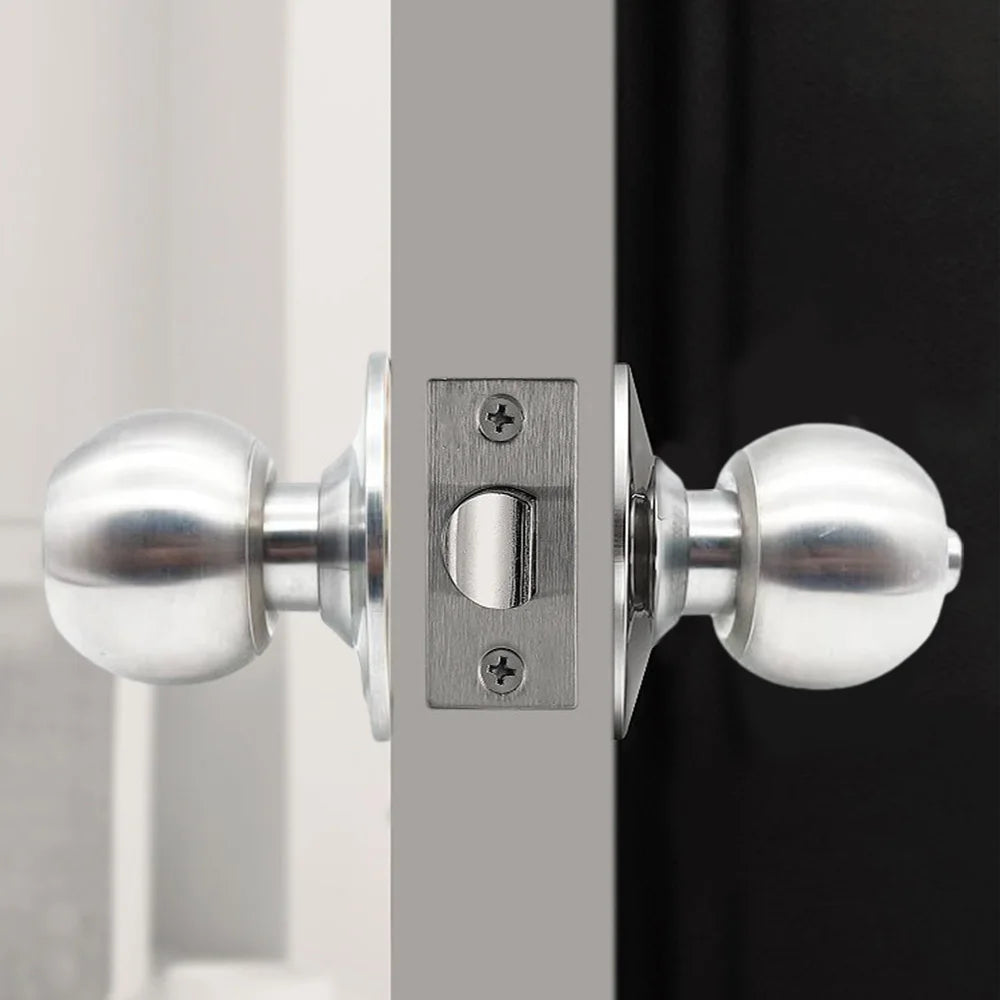 Door Knob with Lock Stainless Steel Front Door Lock Set Lightweight Round Ball Handle Burr-free Interior Door Knobs with 3 Key