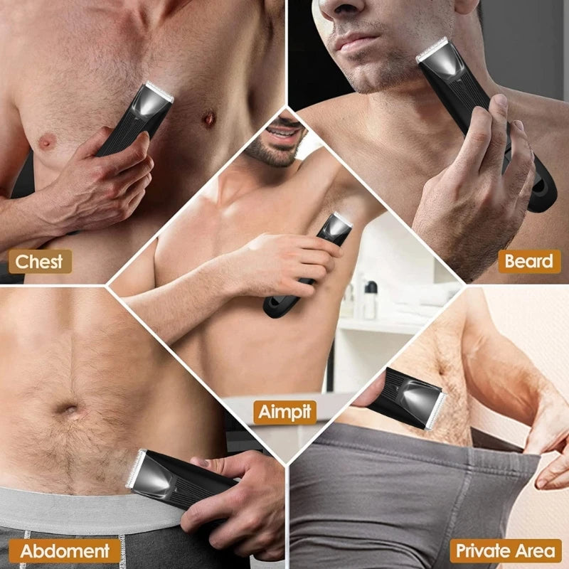 Electric Balls Trimmer Intimate Shaver for Men Waterproof Wet/Dry Eggs and Body Groomer Testicle Shaver with LED Light