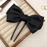 New Sweet Bow U-Shaped Hair Pin Cute Bun Simple Back Head Updo Pin Modern Hair Clasp Hair Accessories for Women