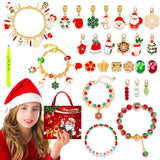 Advent Calendar Christmas DIY Charm Bracelet Countdown To Christmas Unique Charm Jewelry Set Christmas Bracelets Making Kit Gift