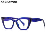 Kachawoo fashion optical glasses blue light filter tr90 cat eye glasses frame women trendy European style blue black thick frame