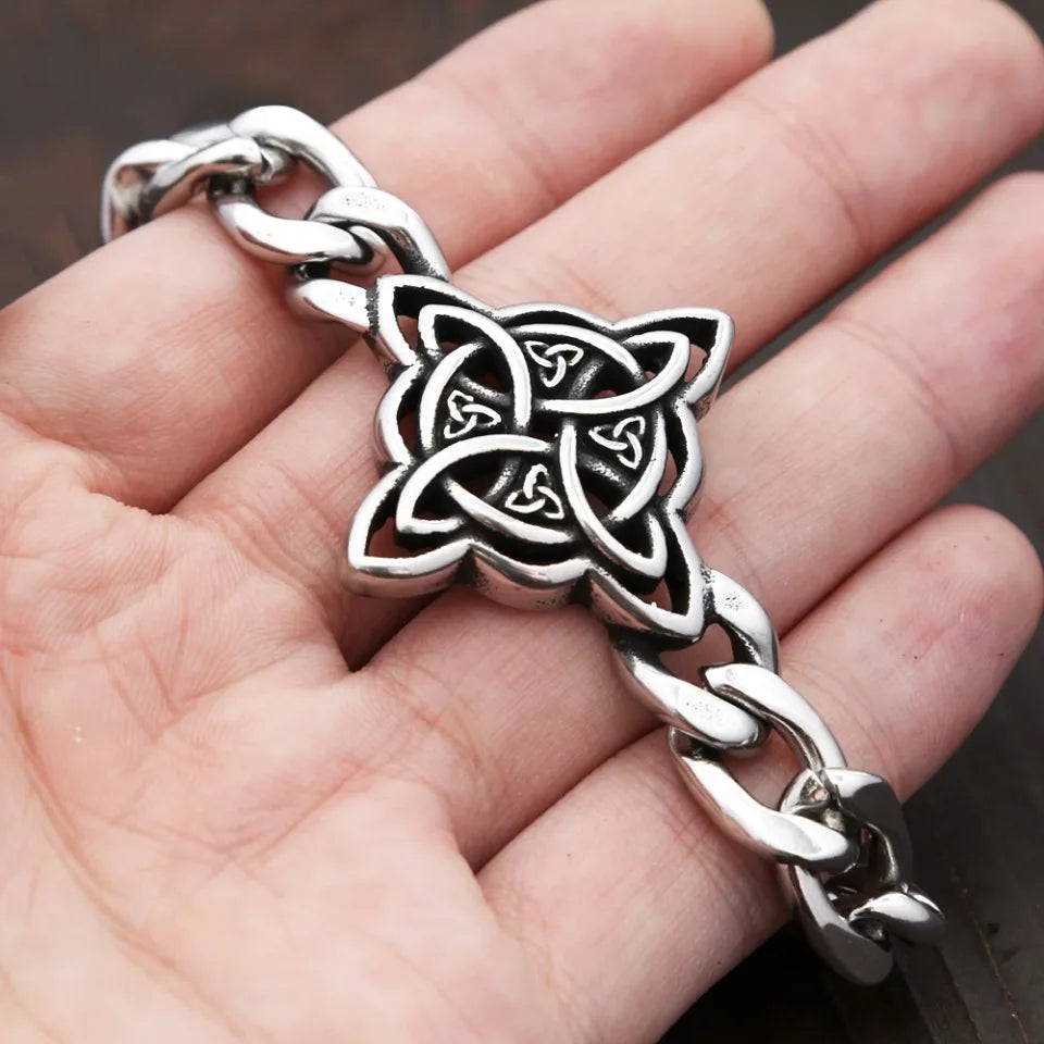 Fashion Vintage Witch Knot Chain Bracelet 316L Stainless Steel Nordic Vikings Celtic Knot Bracelets For Men Women Amulet Jewelry