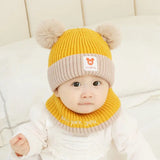 1Set Baby Hat Scarf Set Bear Warm Knitted Children Winter Hat Cap Bonnet Infant Toddler Kids Hat Boys Girls Crochet Beanie 1-5Y