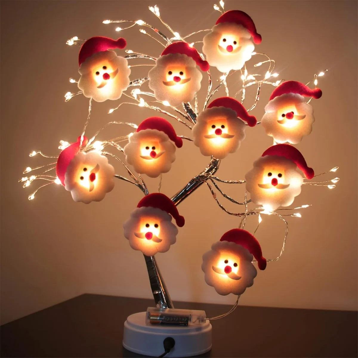 1pc 10/20 LED Christmas Santa Claus String Light Atmosphere Fairy Hanging Garland Tree Lights Battery Operated For Home Decor