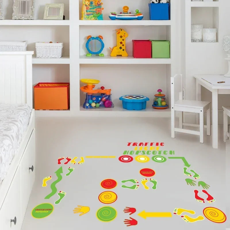 Palm Printing Interactive Game Floor Sticker Game Kindergarten Children's Room Cartoon Wall Stickers for Kids Room Home Decor