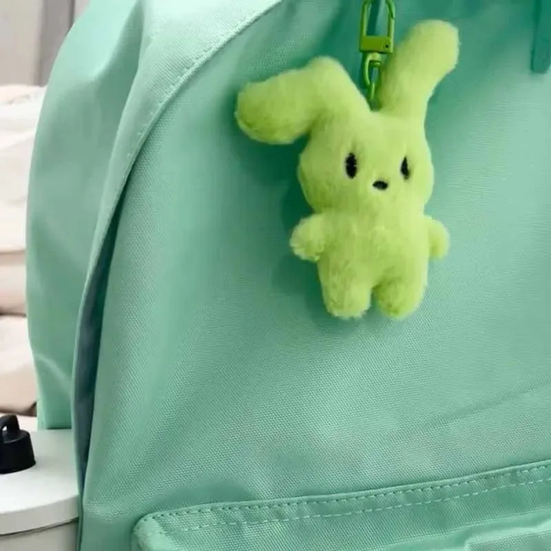 Kawaii Plush Cartoon Keychain New Cute Green Pink Plush Soft Rabbit Doll Keys Chains Funny Lovely Animals Backpack Bag Pendants