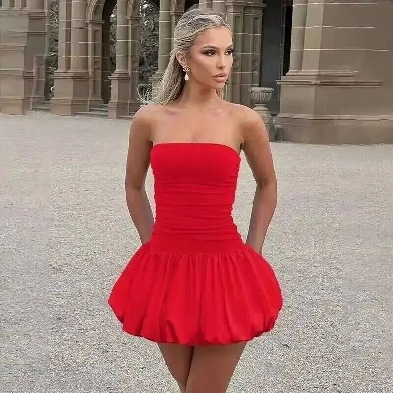 Townlike Bow Backless Sexy Party Dress Women Mini 2025 Spring Summer Dress Waist Wrap A-line Ball Gown Dresses