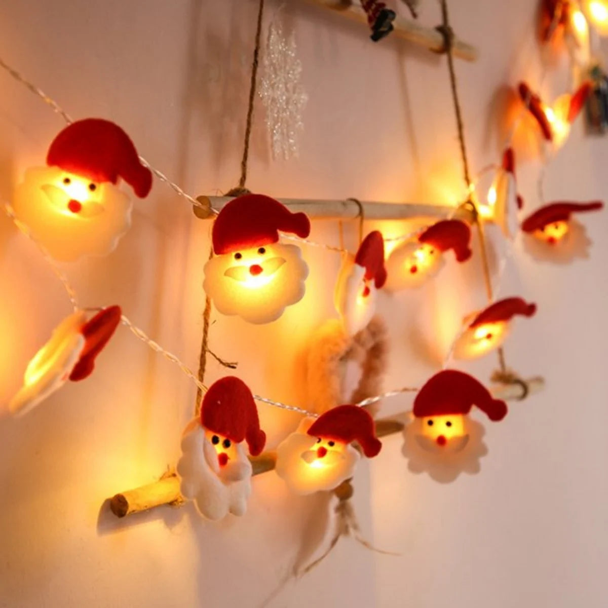 1pc 10/20 LED Christmas Santa Claus String Light Atmosphere Fairy Hanging Garland Tree Lights Battery Operated For Home Decor