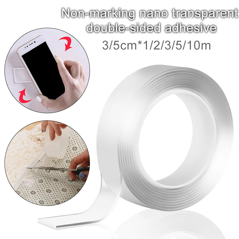 Double-Sided Adhesive Tape Super Strong Tape Transparent Reusable Waterproof Tapes Heat Resistance Bathroom Home Supplies