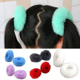 2Pcs Bright Color Hair Bands Hair Ties Handmade Hair Ropes Faux Rabbit Fur Furry Scrunchies Hair Accessories Lady Hair Ties