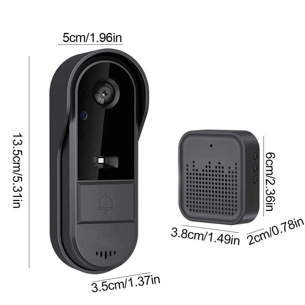 Smart Video Doorbell Camera 2-Way Talk Smart Visual Doorbell Night Vision Front Door Camera for Villa Home Office Apartment