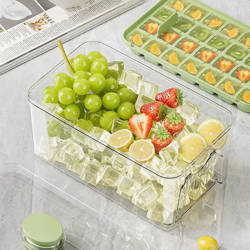 28/56Grids Ice Cube Tray With Storage Box Ice Cube Maker Ice Box Tray Ice Bucket Ice Mould for Beer Quick-freeze Kitchen Gadget